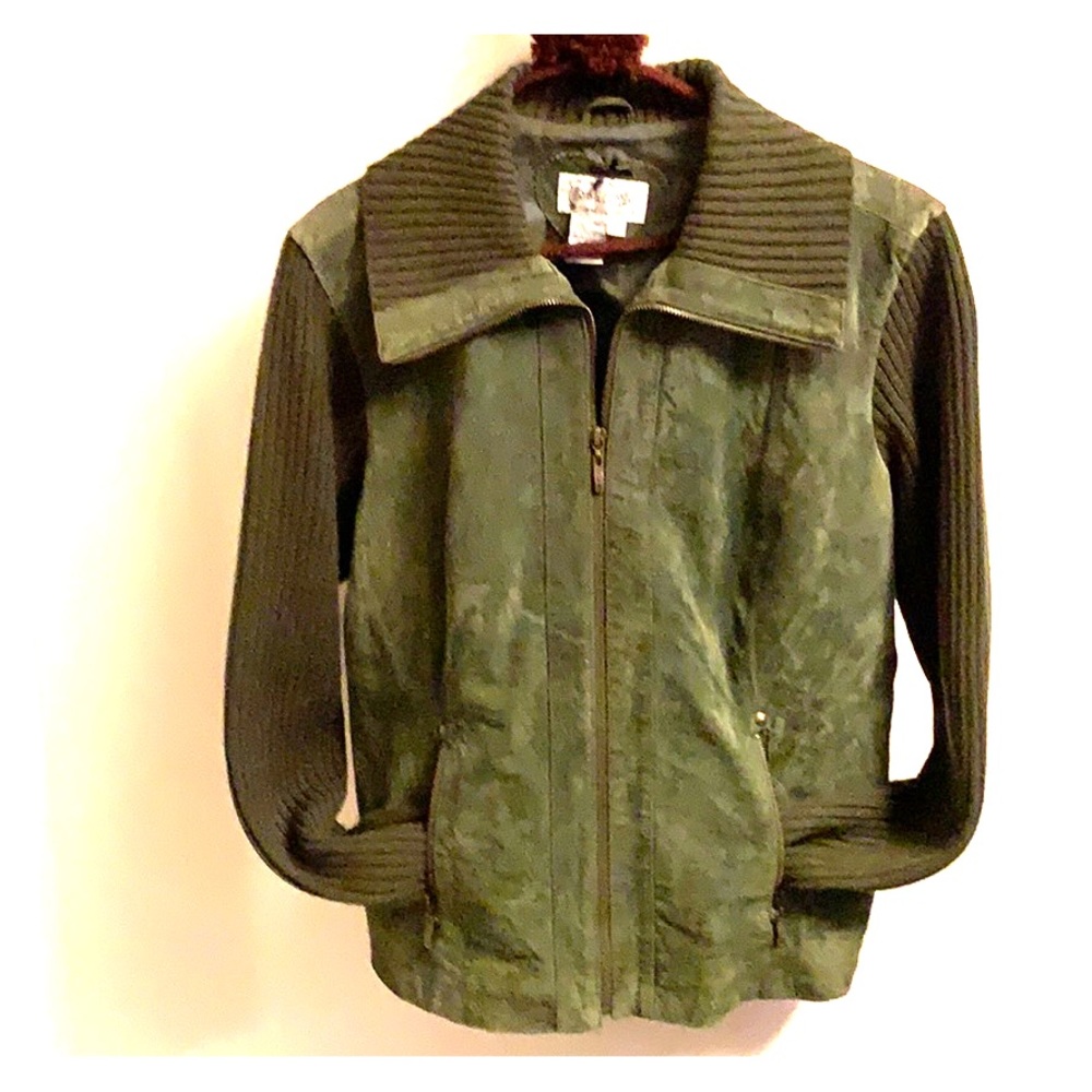 Leather & knit jacket